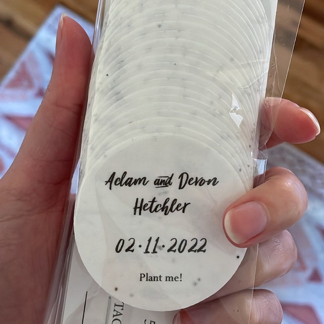 seed paper circle for Adam and Devron wedding favor