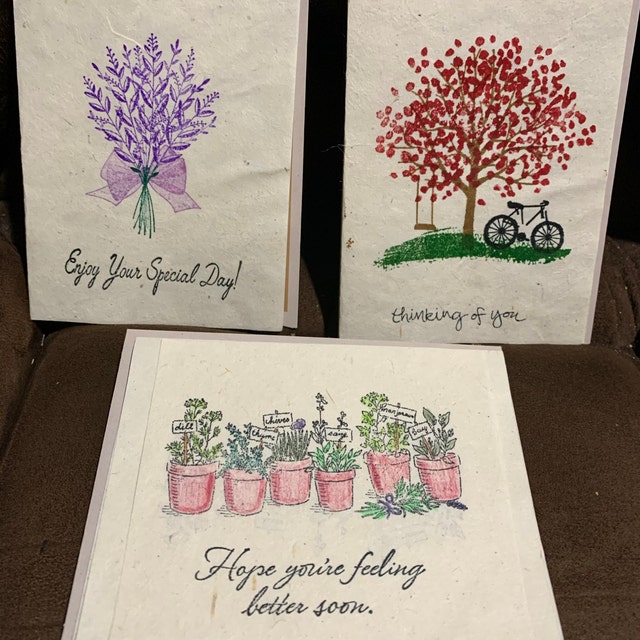 seed paper greeting cards from customer art
