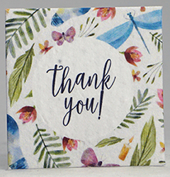 seed paper thank you square with floral border