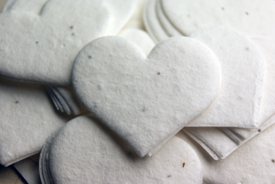 white seed paper hearts